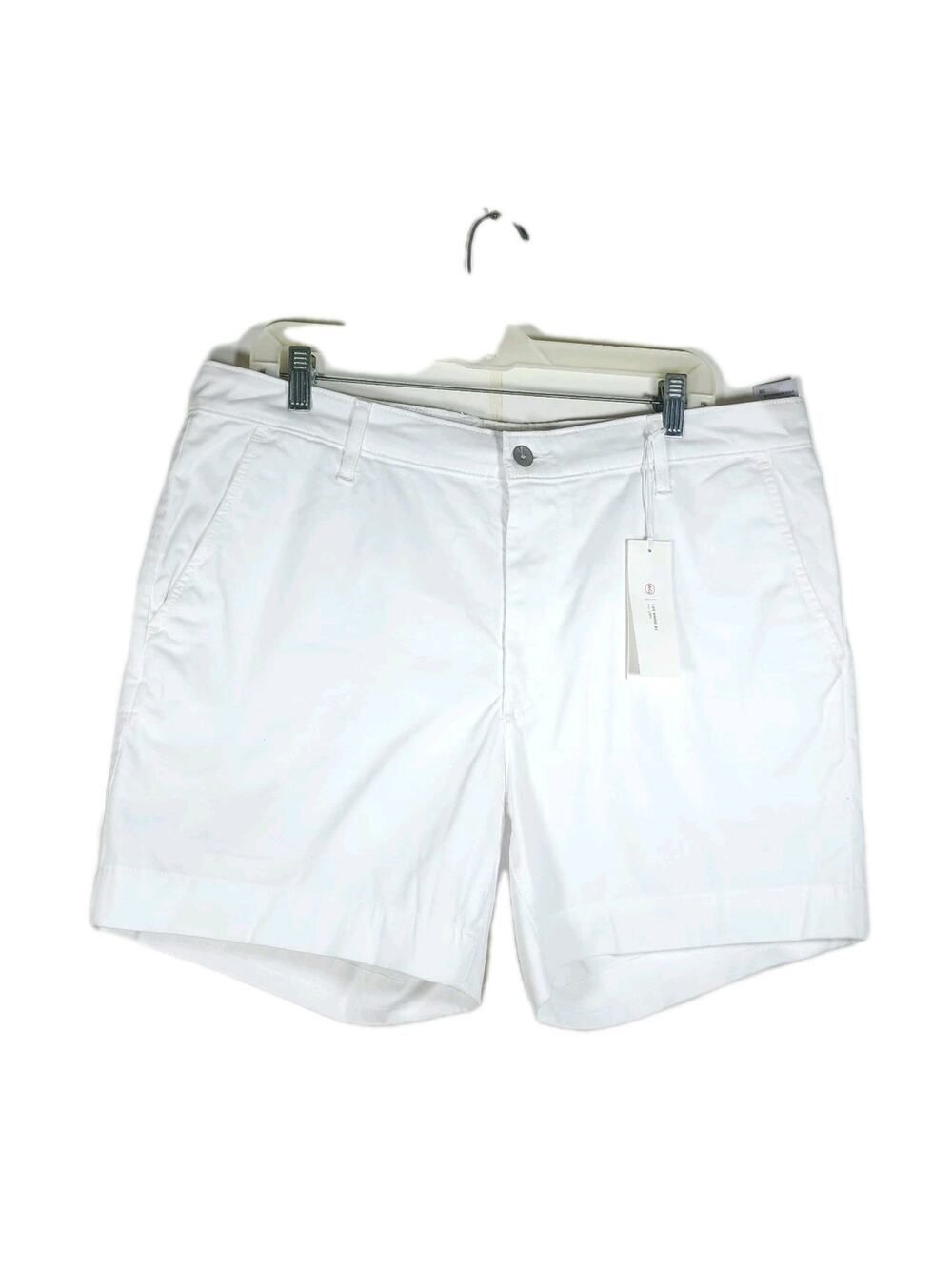 AG Adriano Goldschmied Cipher Womens Slim Fit White Cotton Stretch Chino Shorts